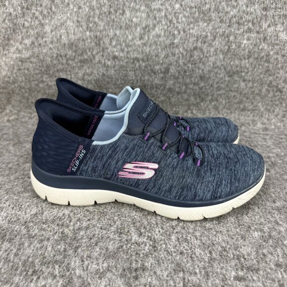 ✅ Womens 6 Skechers Slip-Ins Memory Foam Athletic Sneakers Blue Casual Comfort - Picture 1 of 13